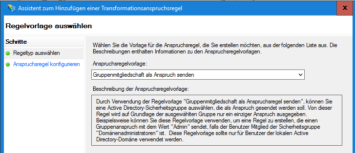 Gruppenmitgliedschaft Regel