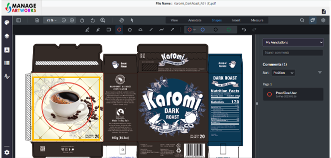Annotating on your packaging artwork using shapes