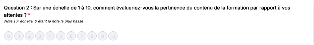 {À CAPTURER} — Aperçu d'une question de type "Note sur une échelle" dans le formulaire apprenant
