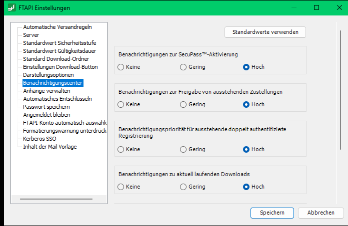 Benachrichtigungscenter – Prioritätseinstellungen Teil 1