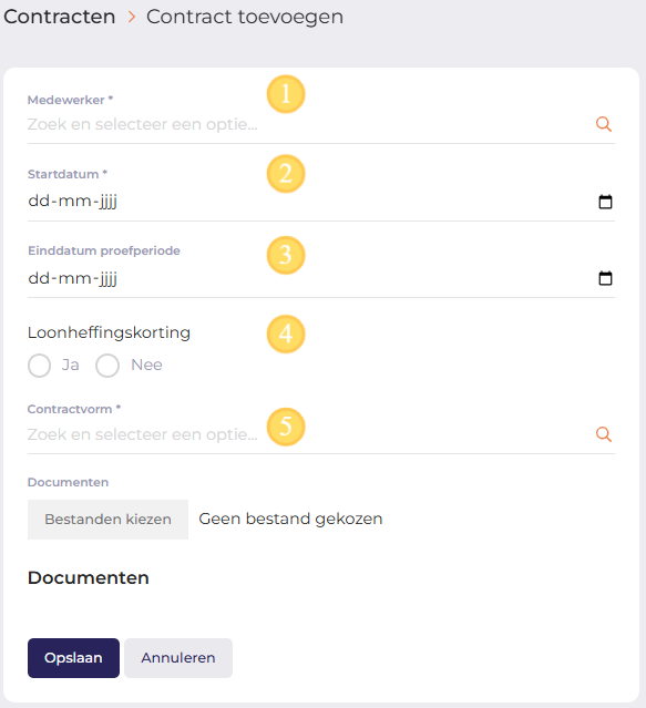 Contract toevoegen - uitleg