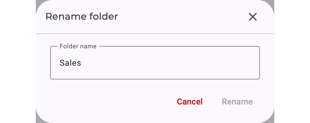 The Rename folder dialog