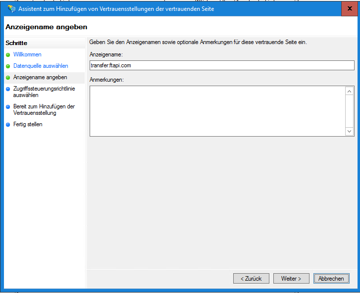 Anzeigename festlegen