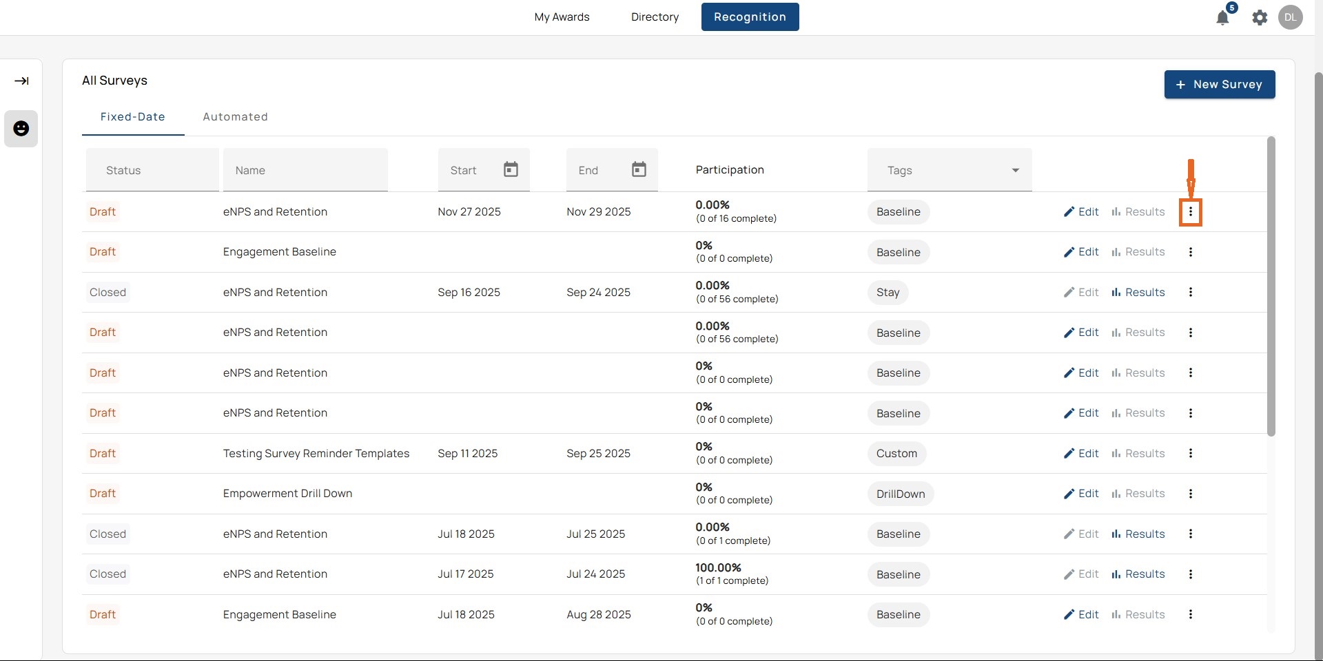 All Surveys page