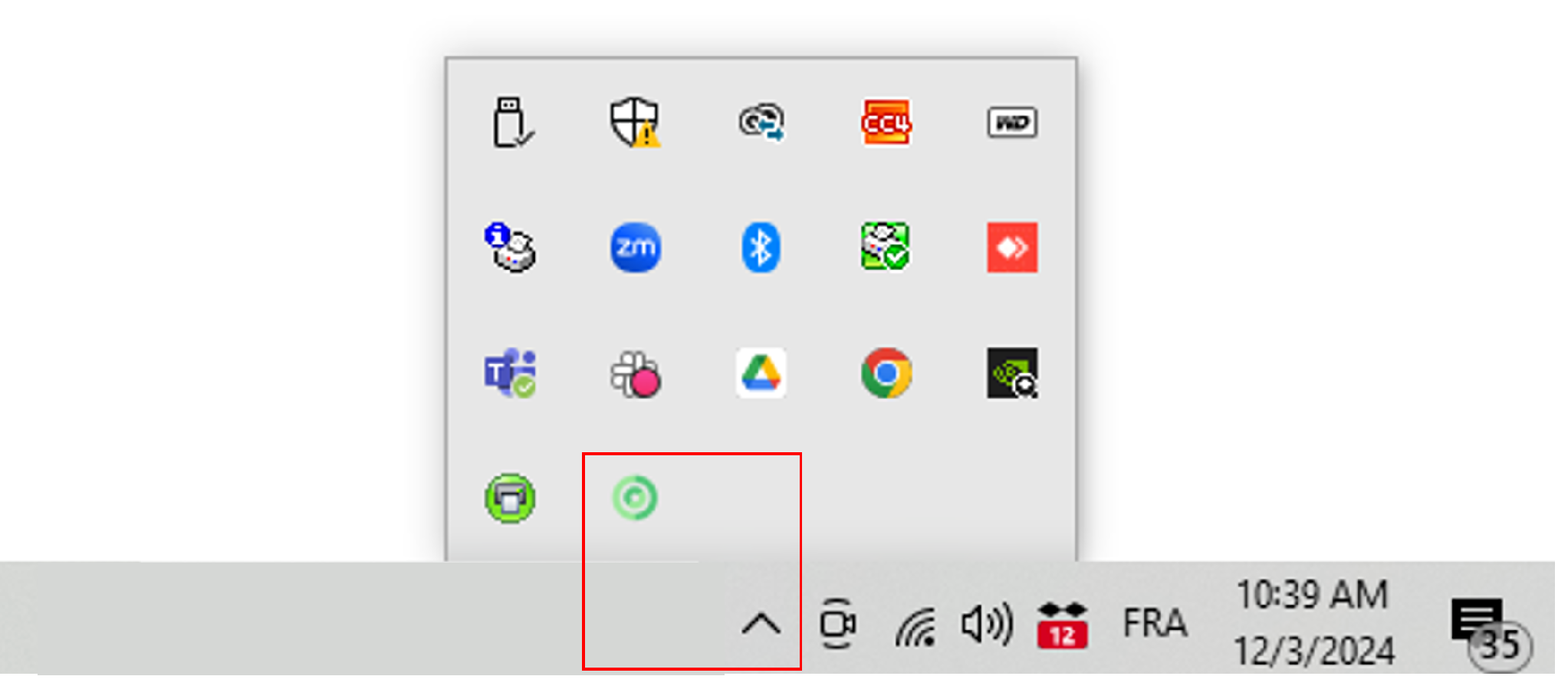The Virtual Front Desk Printer app icon in the Windows system tray