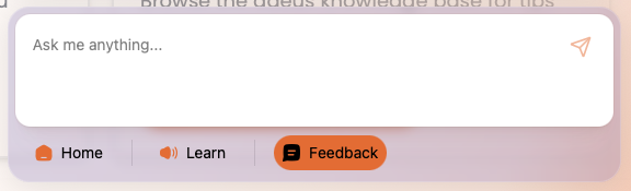 Feedback button in the adeus Help Centre