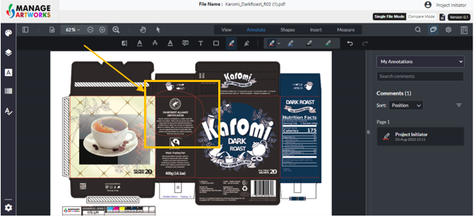 Free hand annotate on your packaging artwork