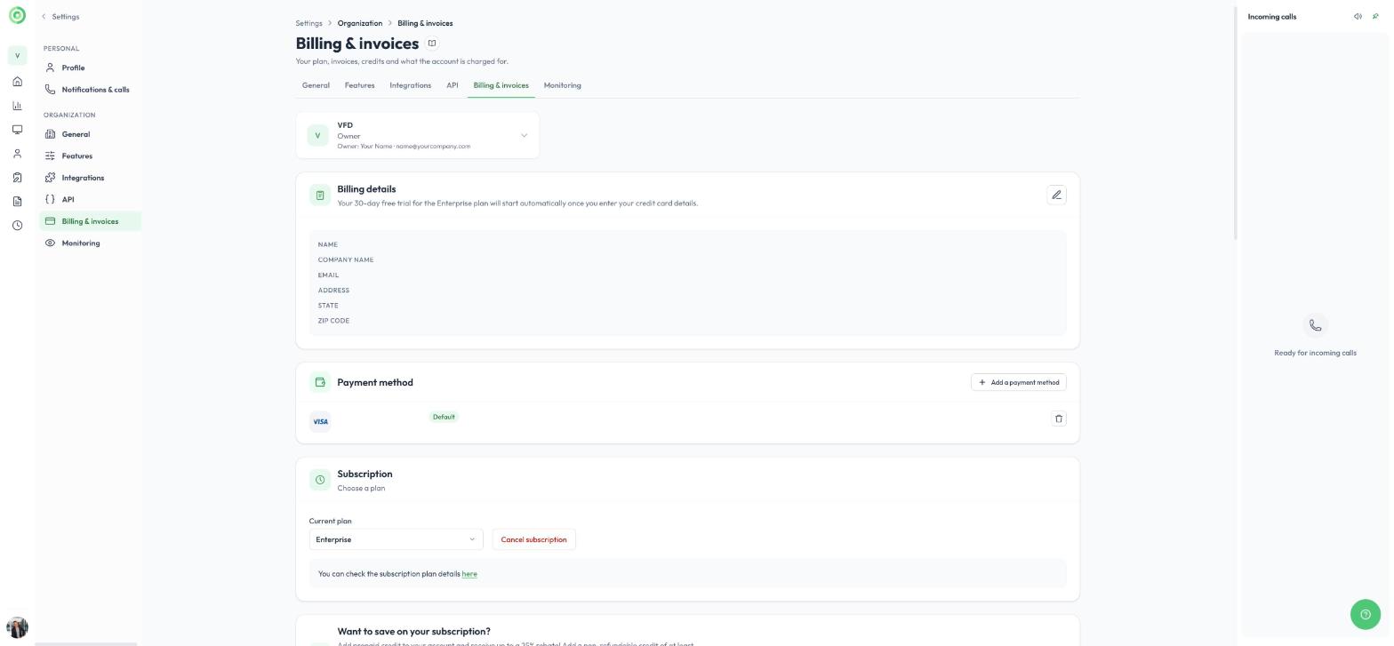 La page Facturation et factures