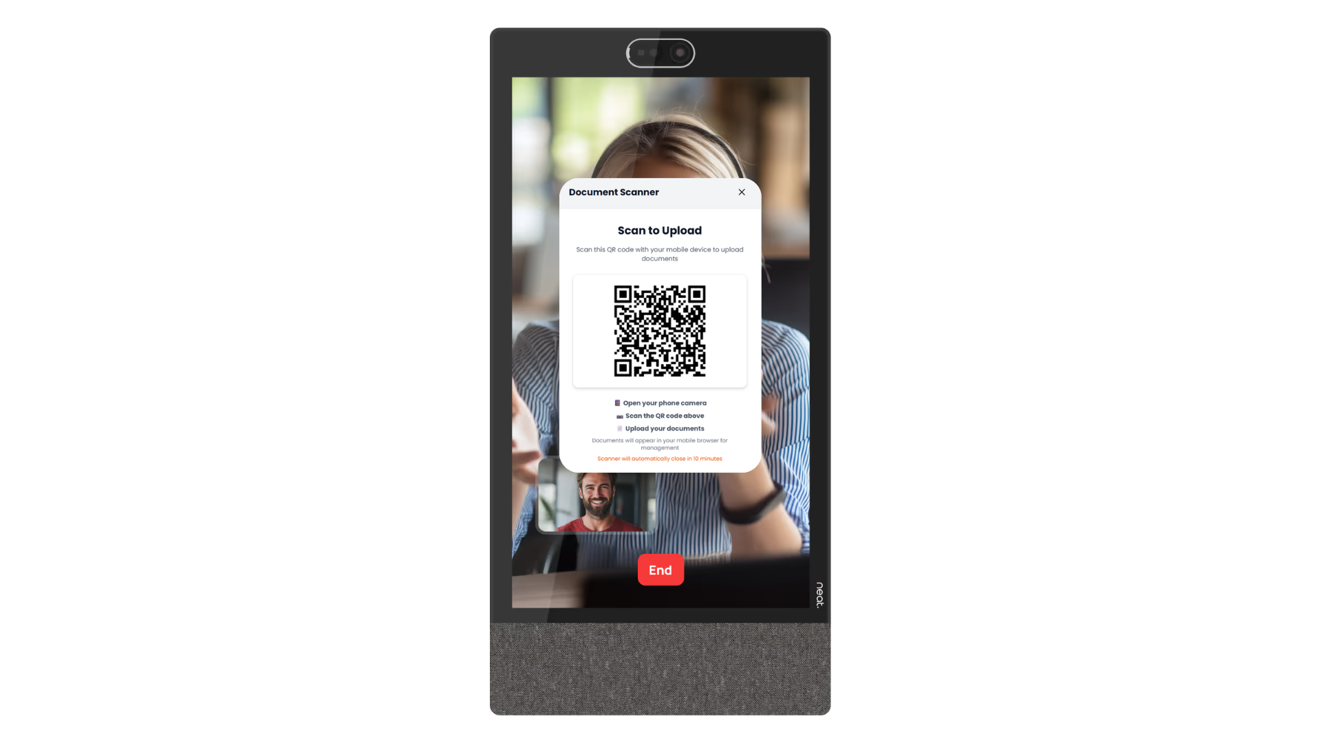 The Document Scanner QR code on the station screen
