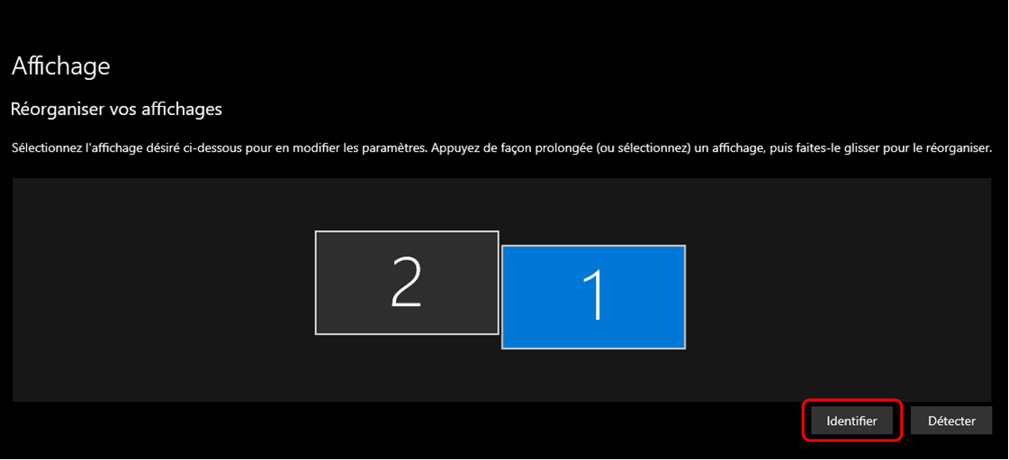 Affchage 
Réorganiser vos affichages 
Sélectionnez l'affichage désiré ci-dessous pour en modifier les paramètres. Appuyez de façon prolongée (ou sélectionnez) un affichage. puis faites-le glisser pour le réorganiser. 
Id entlfier 