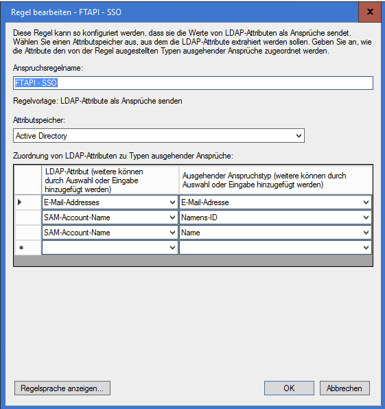 Mapping der Attribute