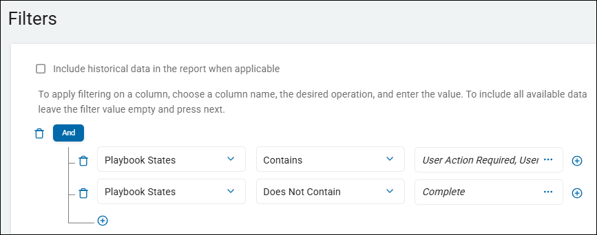 Unresolved Playbooks Filters Example