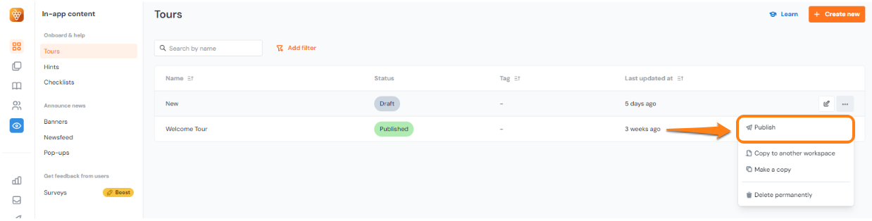 Full Preview vs. viewing published content - Product Fruits Help Center