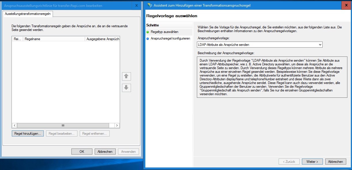 LDAP Attribute Regel hinzufügen